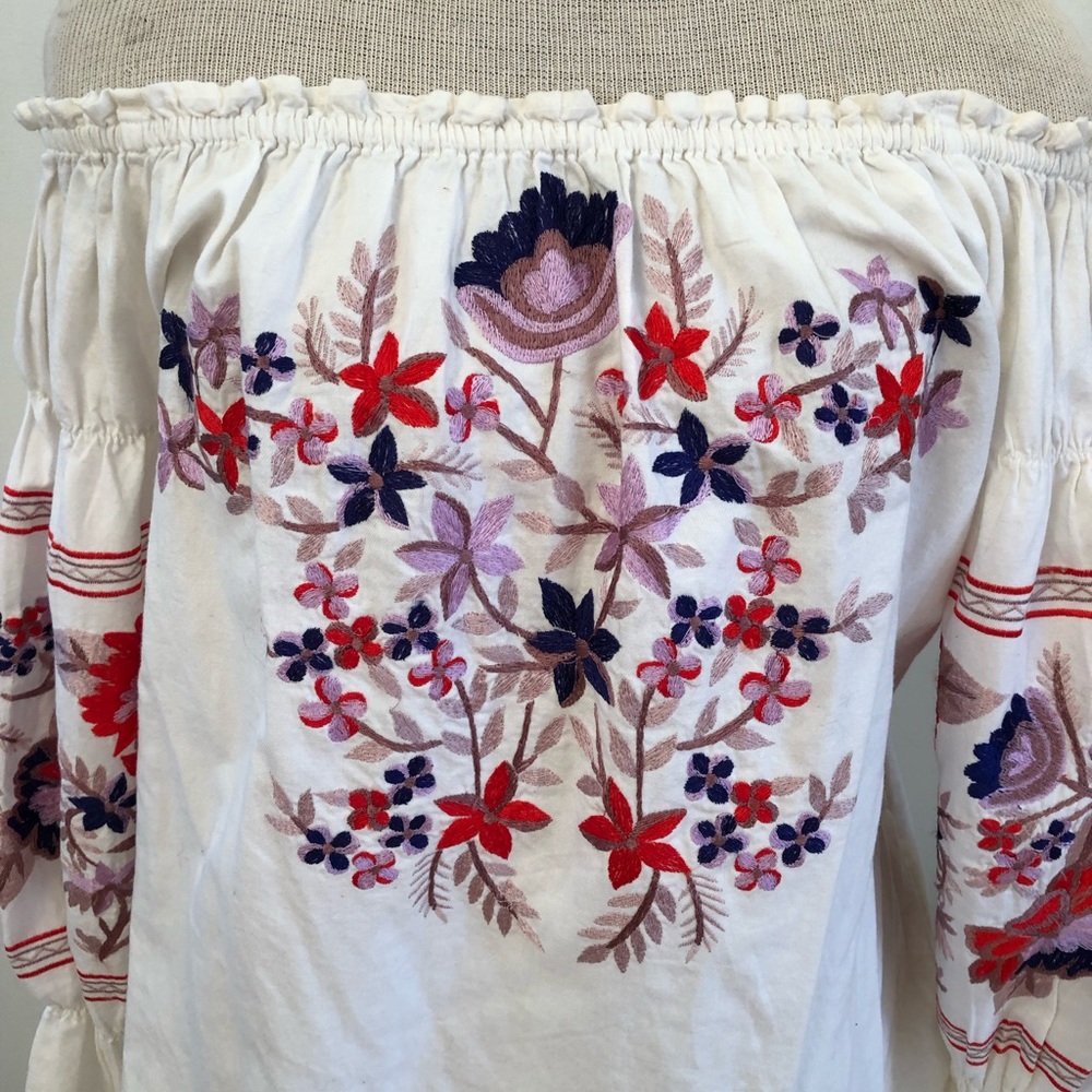 Free People Off the Shoulder Embroidered Top
